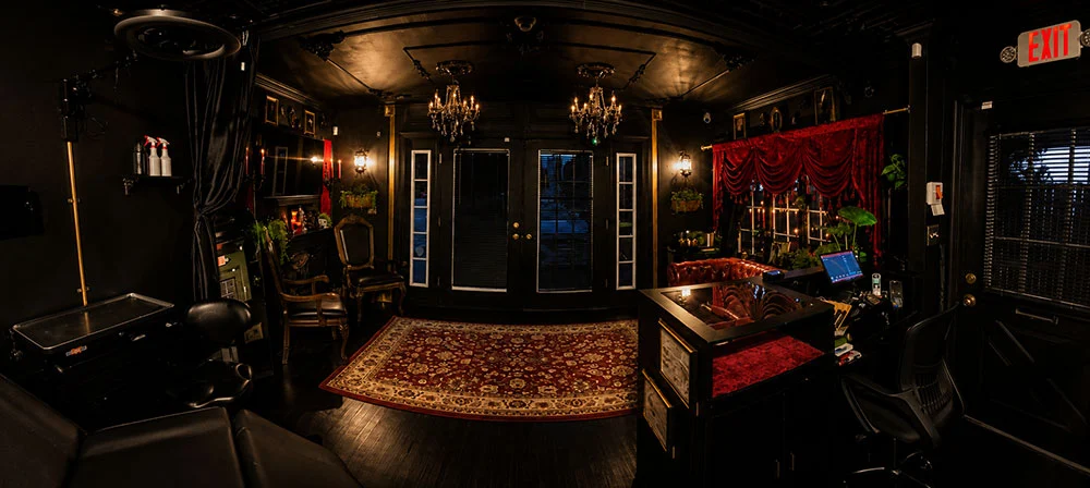 Interior of Tainted Flesh Body Art North tattoo studio.